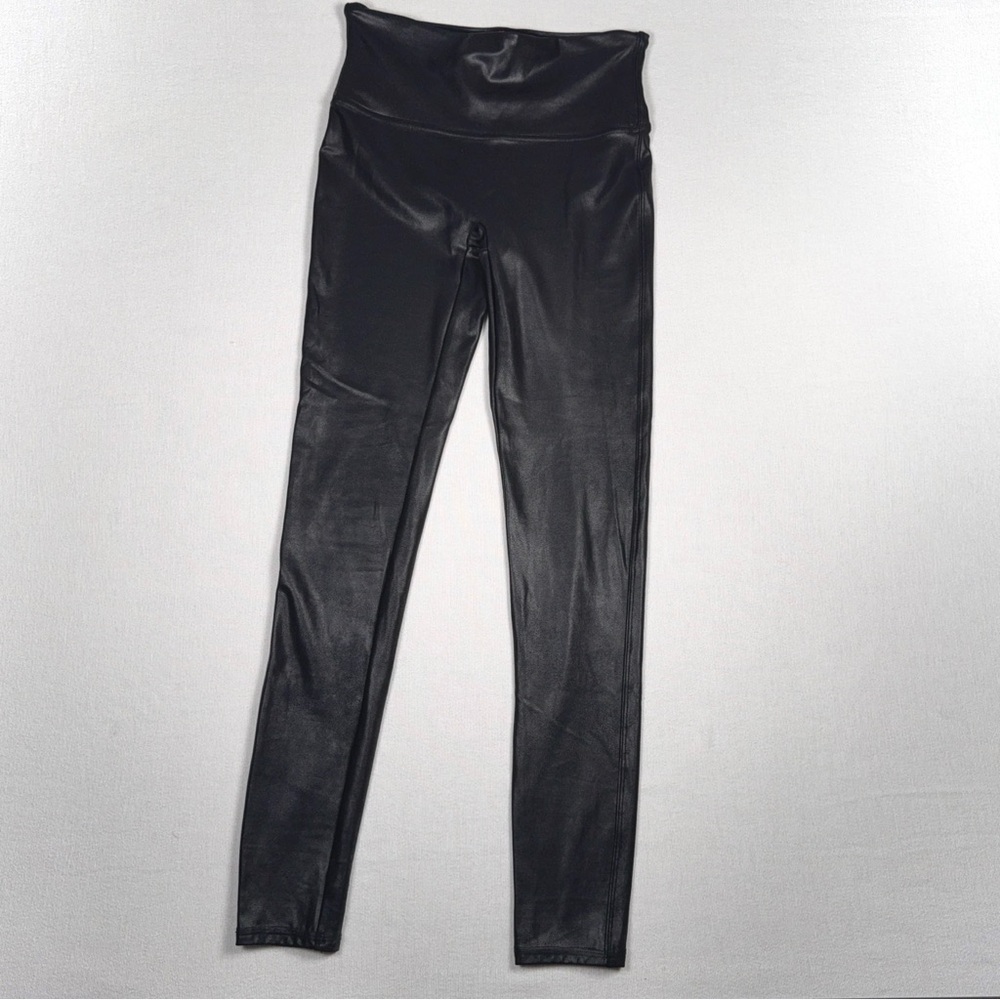 Spanx Faux Leather Leggings Women’s Medium Black High Waist Shiny Stretch Pants